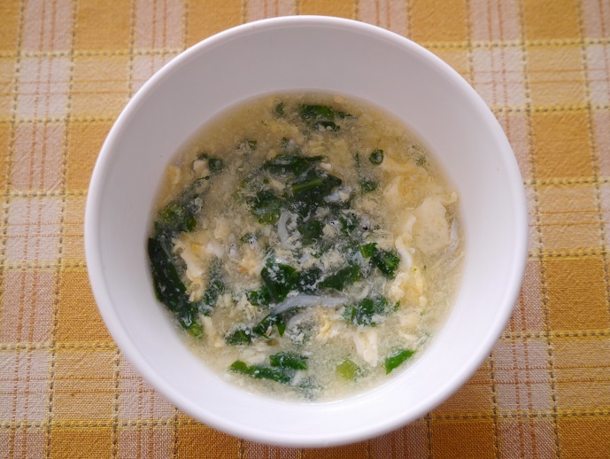 小松菜としらすの卵とじスープ